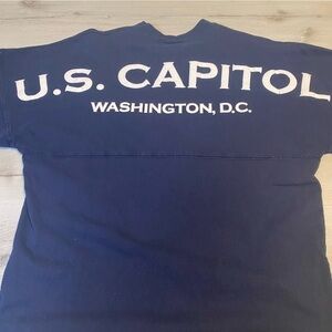 Spirit Jersey US Capitol, Oversize Long Sleeve Navy/White Graphics, Size Small